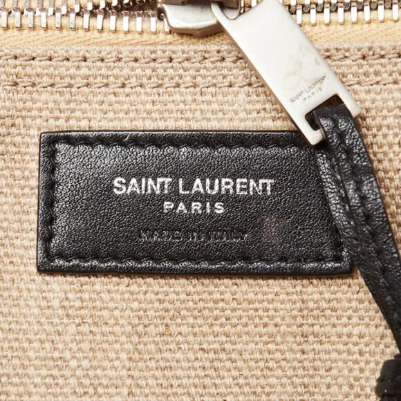 Yves Saint Laurent Natural Linen And Leather Rive Gauche Tote Bag - Picture 6 of 10